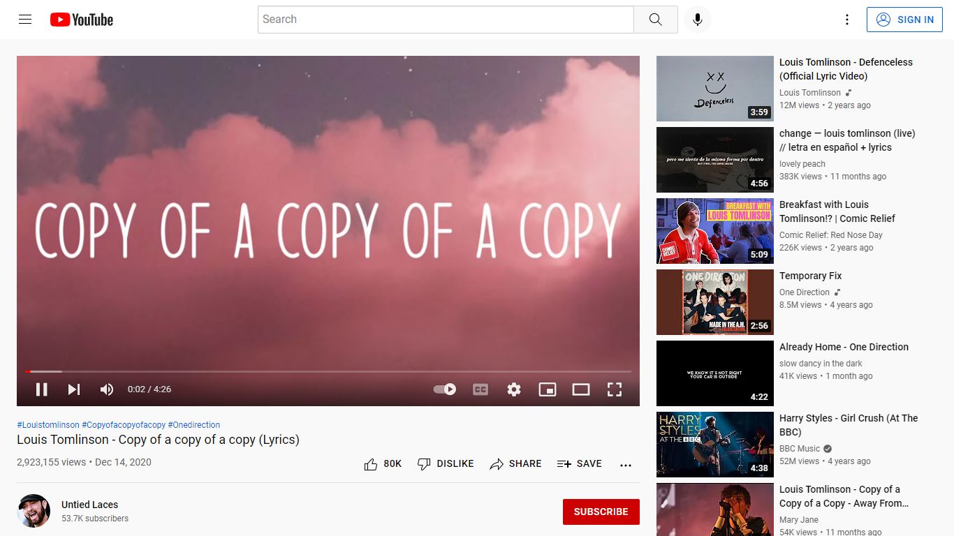 Louis Tomlinson - Copy of a copy of a copy (Lyrics) - YouTube